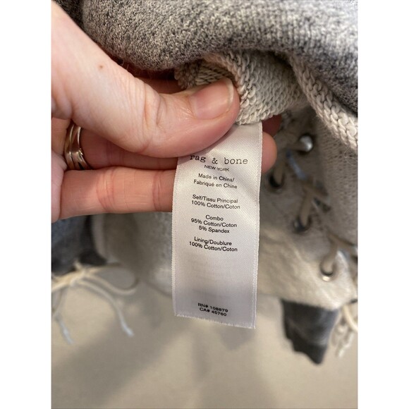 Rag & Bone Amelia Lace Up Hoodie Cropped Sweatshirt, Gray Size XS - Picture 5 of 10